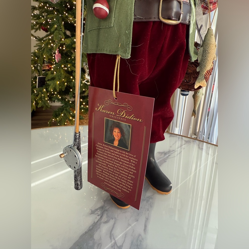 Karen Didion Originals Fishing Santa Figurine, 17 Inches - Handmade NEW - NO BOX - Picture 8 of 13